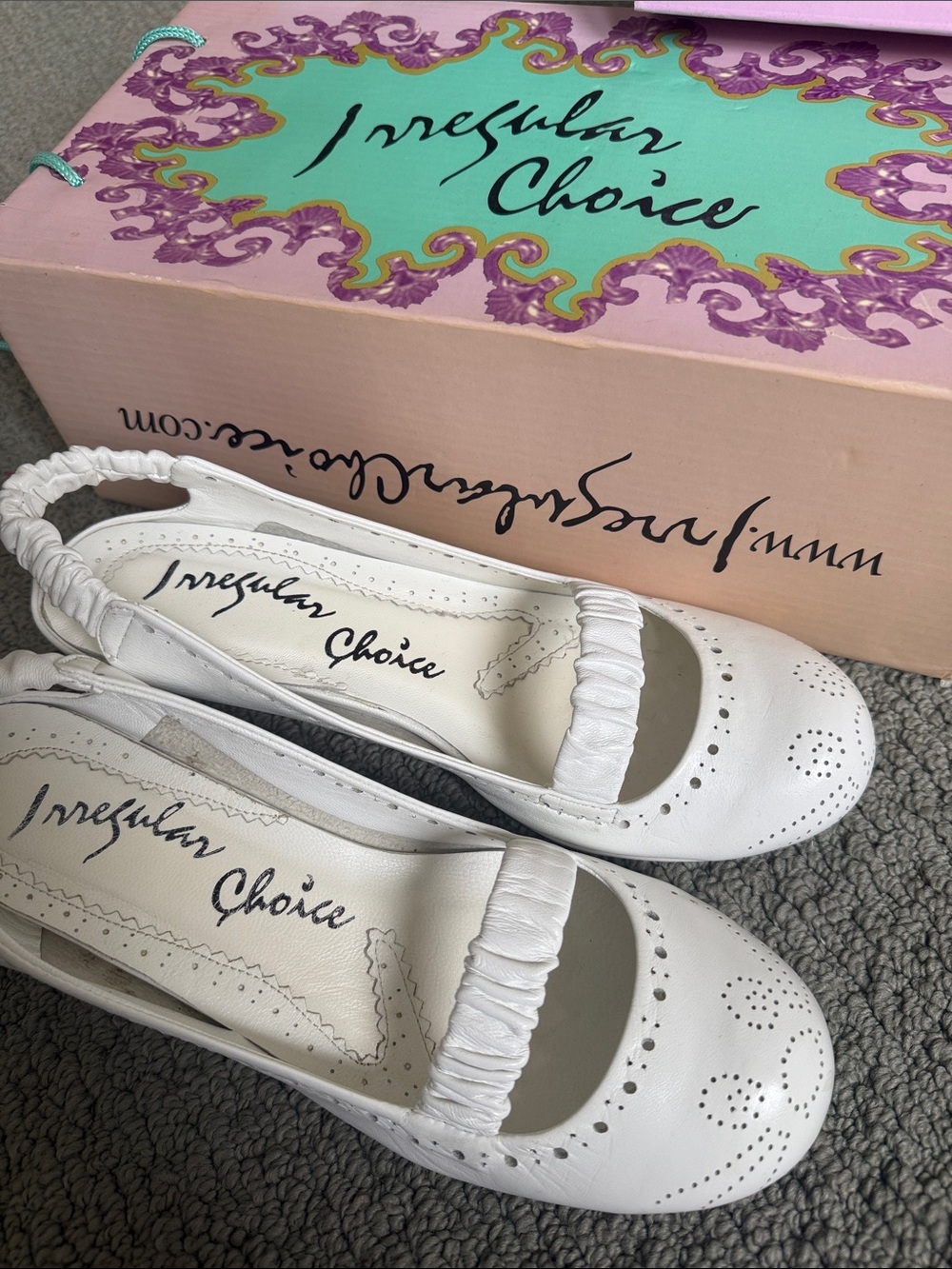 Irregular Choice White Leather Ruched Strap Slingback Kitten Heels - Mary Janes - Picture 3 of 7